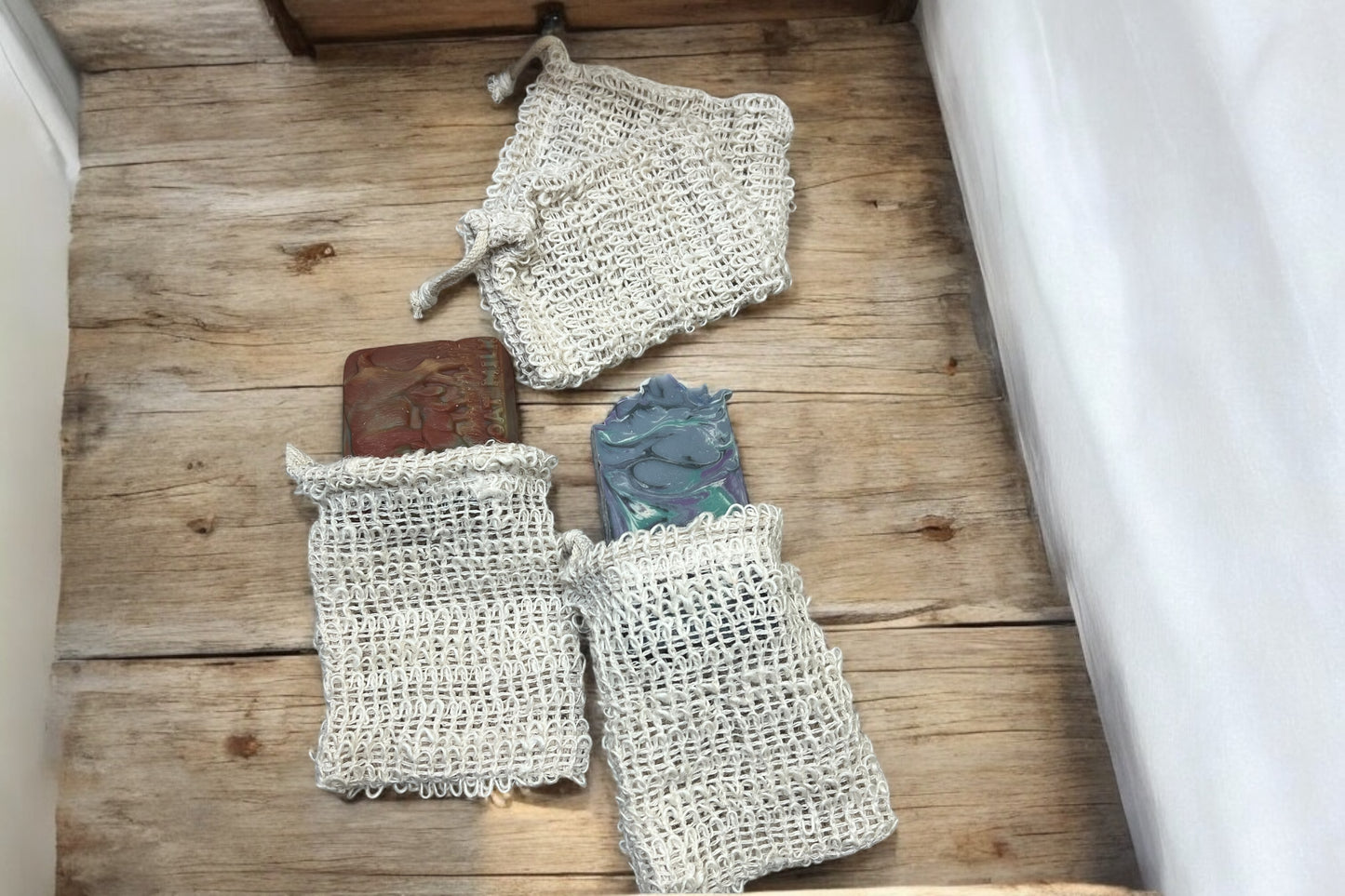 Lather booster soap luffa bag