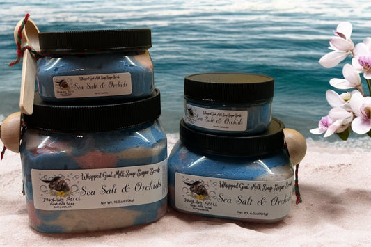 Sea salt & Orchids~whipped goat milk soap sugar scrub~